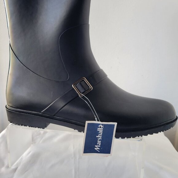 NWT - Capelli of New York Tall Black Matte Rubber Rain Boots (Size 10) - Picture 5 of 14